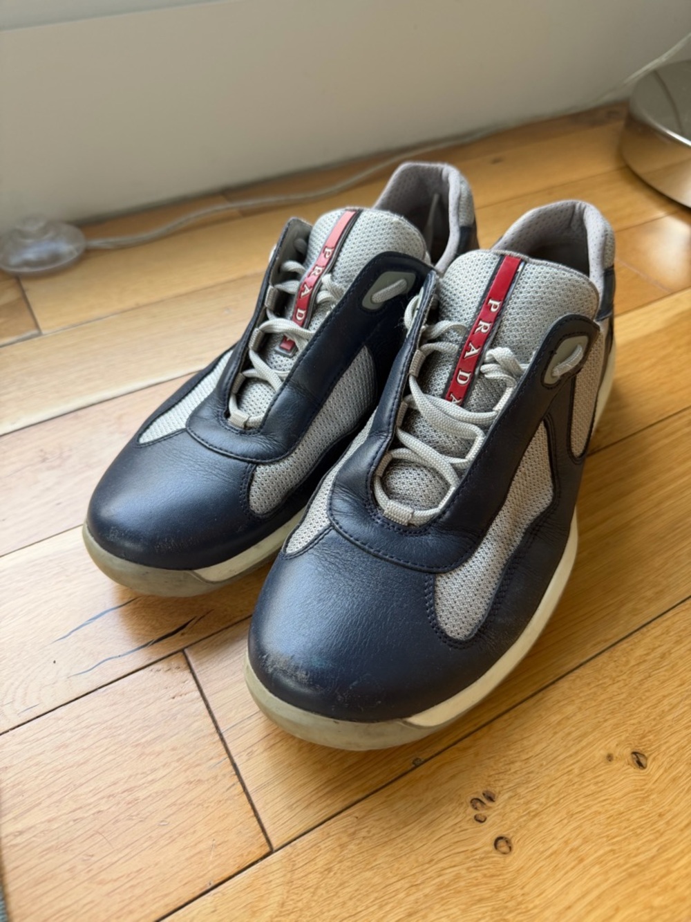 Prada Navy, Gray and Red Men’s Lace-Up Sneakers - Picture 7 of 7
